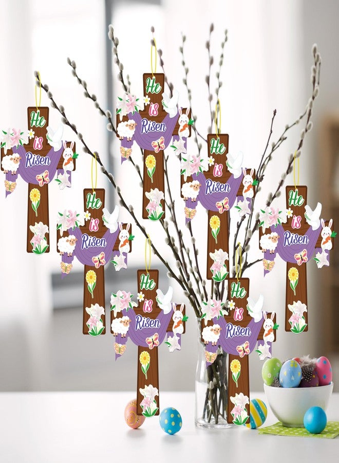 80UncleKimby 36PCS Easter Crafts for Kids He is Risen Make Your Own Jesus Resurrection Cross Hanging Decorations Classroom Activity Church Party Decor Gifts（Purple） - Image 4